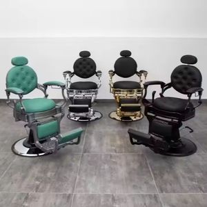 Luxe rétro <span class=keywords><strong>Salon</strong></span> coiffure barbier chaise hydraulique coupe de cheveux inclinable toilettage Massage meubles en cuir pour une utilisation en salle de sport - Product Image 6