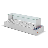 Comptoir de haute qualité à bas prix africain populaire 220V chauffe-aliments nouveau Style 6 casseroles Bain Marie avec garde-éternuement verre et lumière