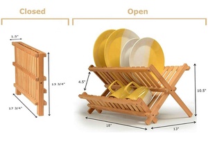 Conception Simple Cuisine Etendoir à Vaisselle En Bambou À 2 Niveaux Support de Plat Accrochant - Product Image 3