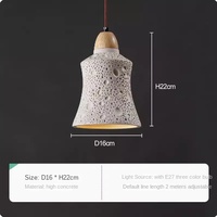 Luminaire suspendu en béton perforé artistique moderne avec des accents en bois pour la décoration de café et de la maison Petit lustre suspendu