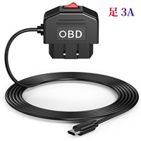 Câble d'alimentation OBD pour chargeur de caméra de tableau de bord Câble OBD2 vers USB Mode Surveillance/Acc 24 heures avec bouton de commutation Adaptateur secteur OBD2