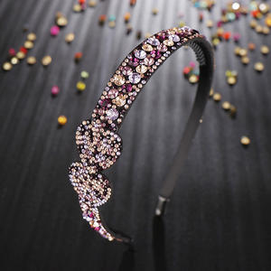 أربطة شعر للنساء, أربطة شعر على شكل قلب من الكريستال الكامل فاخرة وعصابات رأس للنساء من أحجار الراين الملونة - Product Image 3