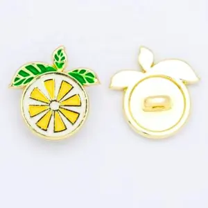 Tiny lemon yellow enamel Y2K metal shank buttons