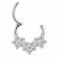 ASTM F136 Titan Sterncluster CZ Septum Clicker Klappbarer Segment-Nasenring Zirkon Hoop für Daith Fashion Piercing Schmuck