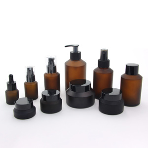 Barattolo di crema cosmetica a spalla inclinata 15 30 60 100 120 <span class=keywords><strong>200</strong></span> <span class=keywords><strong>ml</strong></span> flacone contagocce ambrato smerigliato flacone di lozione in <span class=keywords><strong>vetro</strong></span> - Product Image 2