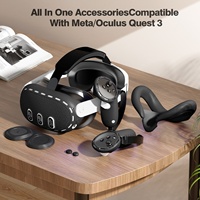 Housse de protection en silicone pour console Meta Quest 3 VR Accessoires 5 en 1 Headset Head Face Cover