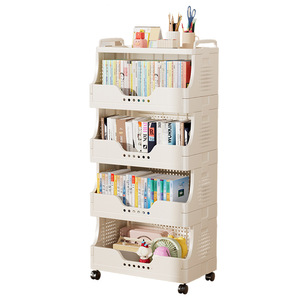 Storage Cart Multi Tiered Movable Organizer With Wheels For Office And Living Room Easy Cleaning Rectangle Standing Type - Product Image 5