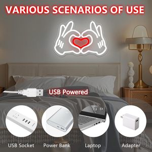 Heart Hands Letreros Neon LED indoor hanging ambient light shop <b>sign</b> wall decoration light entrance indicator light Customized - Product Image 2