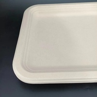 Plateau alimentaire jetable de 14 pouces plateau d'écrevisses en pulpe de canne à sucre assiette en papier compostable pour barbecue Thanksgiving
