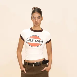 Maglietta personalizzata di alta qualità Ringer Tee serigrafia Y2K maglietta per bambini all'ingrosso Slim Fit ritagliata Tees - Product Image 1