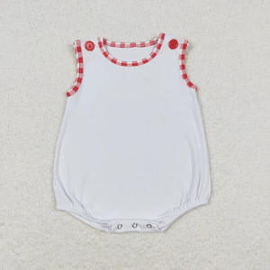 Abito da bambina in cotone bianco per bambini e bambine con manica rossa personalizzata - Product Image 6