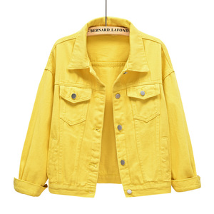 핑크 가을 단단한 면 짠 오토바이 데님 재킷 여자 짧은 한국 스타일 느슨한 Bf 긴 소매 플러스 사이즈 - Product Image 2
