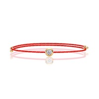 Bracelet en or plaqué 18 carats avec pierre précieuse moissanite ronde, VVS1, bracelet en corde de luxe pour femmes, bracelet en moissanite rose rouge avec charme