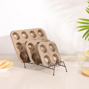 Juego de Moldes para Hornear MIXWARES de Acero al Carbono Antiadherentes y Ecológicos, Moldes para <span class=keywords><strong>Muffins</strong></span>/Pasteles de 4/6/9/12 Cavidades con Fondo Redondo para Hornear en Casa - Product Image 4