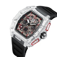 Montre à Quartz multifonctionnelle lumineuse pour hommes, coque en plastique, bracelet en Silicone, étanche, horloge de poignet décontractée