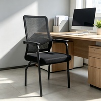 Chaise de bureau ergonomique à dossier en maille, accoudoirs fixes, sans roulettes, pour visiteurs, réception et conférence