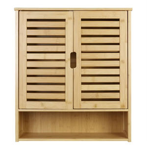 Armoire de rangement murale en bambou pour cuisine et salle de bain, armoire à pharmacie avec étagère réglable - Product Image 1