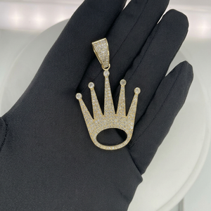 Pendentif Couronne en Or 9 carats sur Mesure avec Diamants Brillants CVD de Laboratoire, Collier Hip-Hop de Luxe, Bijoux Fins de Qualité Export - Product Image 1