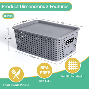 Multi Purpose <b>Plastic</b> <b>Mesh</b> Storage Basket with Handle Ventilated Laundry Supplies Organizer Storage Basket for Home - Product Image 2