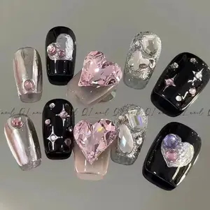 Doos Verpakking Bling Strass Handgemaakte Valse Nagels Diamanten Decoratie Luxe Pers Op Nagels