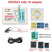 Programador USB SPI EZP2023, Juego Completo con 15 Adaptadores, Clip de Prueba Sop8/16, Compatible con EEPROM Flash Bios 24 25 93 95, Clip Minipro CH554T