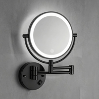 Miroir de salle de bain moderne sur mesure avec éclairage LED, miroir rond pliable et rotatif, grossissant, à fixer au mur, pour le maquillage
