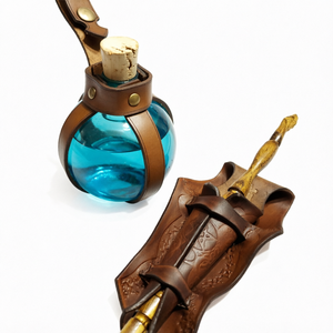 Support de flacon steampunk personnalisé, housse de protection marron pour bouteille de potion, accessoire décoratif pour collectionneurs - Product Image 1