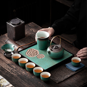 Kung Fu <b>Tea</b> Set Stoneware 6 Person Ceramic <b>Tea</b> Tray With Handle Teapot Gift <b>Box</b> - Product Image 1