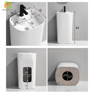 Lavabos de Pedestal Modernos para Exteriores, Lavabos de Cerámica para Baño, Lavabos de Columna, Lavabos Independientes - Product Image 5