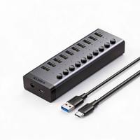UGREEN CM482 10-poorts USB 3.0 Hub DC 12V 4A Snellaadadapter USB-splitter uitbreidingsdock voor laptop en desktop pc
