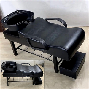 K Moderna Cama de Lavado de Cabello de Cuero Sintético Negro de Alta Calidad y Económica para Salón de Belleza y Barbería en Oferta - Product Image 4