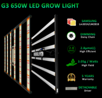 Lampu LED Lipat 650W untuk LM301H EVO High PPFD 4x4 untuk Fase Vegetatif, Berbunga, dan Pembungaan, Dapat Diredupkan, IP67