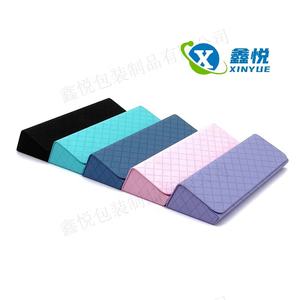 กล่องใส่แว่นตาแบบพกพาสไตล์เรโทร ขายส่ง กล่องสามเหลี่ยมทำมือ ลายสี่เหลี่ยม กล่องใส่แว่นตาสุดหรู - Product Image 2