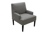 Fauteuil classique de style américain avec garniture cloutée, chaise d'appoint en tissu lin rembourré avec pieds en bois pour salon