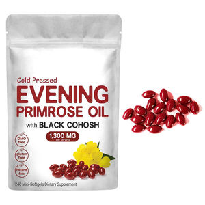 Óleo de Prímula da Noite 1300mg com Black Cohosh para Equilíbrio Hormonal e Suporte à Menopausa 10% GLA 240 Mini-Softgels - Product Image 1