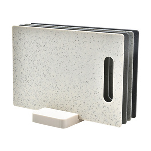 4 Mảnh ngăn ngừa ô nhiễm chéo biểu tượng thực phẩm rơm lúa mì nhựa thớt cắt Board thiết lập với lưu trữ đứng - Product Image 6