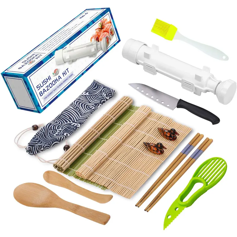 Newell ferramentas de rolo personalizadas, kit de ferramentas de luxo para fazer sushi de bambu para casa iniciante diy