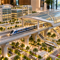 Model Kereta Api Transit Kustom, Model Skala Arsitektur Stasiun Kereta Metro, Miniatur Transportasi untuk Pajangan