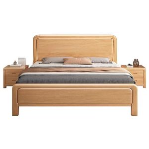 Letto Matrimoniale di Lusso in Legno Massello di Faggio, Stile Moderno Minimalista, con Contenitore, 1.2/1.35/1.5/1.8m, Smontabile, per Camera da Letto Matrimoniale - Product Image 5