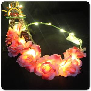 2020 LED clignotante Rose <span class=keywords><strong>guirlande</strong></span> décoration <span class=keywords><strong>de</strong></span> fête <span class=keywords><strong>de</strong></span> mariage remplacement <span class=keywords><strong>de</strong></span> fleurs en soie - Product Image 3