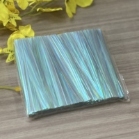 Groothandel Iridescent Holografische Draadbinders Laser Glansrijke Plastic Twist Ties voor Cadeauboeket Snoepzak Verzegeling