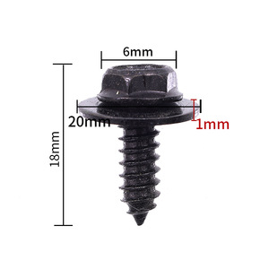 Vis autotaraudeuse hexagonale avec rondelle 6 mm x 18 mm en métal noir, droite, métrique, pour l'industrie générale - Product Image 1