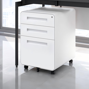 Archivador Metálico de <span class=keywords><strong>Oficina</strong></span> con 3 Cajones, Gabinete Móvil de Acero <span class=keywords><strong>para</strong></span> Debajo del Escritorio, Pedestal de Archivo con Bordes Redondeados - Product Image 3