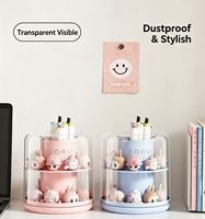 Offre Spéciale : Organisateur de Bureau Rotatif Anti-Poussière Multi-Compartiments pour Étudiants et Bureau – Rangement pour Stylos et Petites Articles de Papeterie