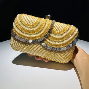 2024 custom Bling Bling Crystal Handbags Ladies Rhinestone Tote Bag Handmade Pearl Evening Bags