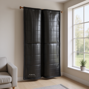 Panel de cortina superior DB Tab, piel sintética a cuadros con forro polar, solo panel único - Product Image 2