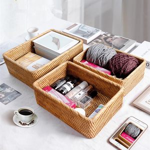 Trend Rectangular Handmade Woven Rattan Eco-Friendly Multifunction Nesting <b>Bread</b> <b>Baskets</b> Organizing Set 3 Natural Color - Product Image 3