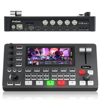 Cámara PTZ Tenveo VHD630A 30X 1080P NDI y Mezclador de Video PC500 con Pantalla de 5.5 Pulgadas, 4 Puertos HDMI + 4 Puertos SDI, Sistema de Conferencia