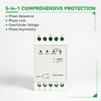 Protecteur de séquence triphasé CA 380V, relais de surveillance de tension (sur et sous-tension), protection contre la perte de phase et l'asymétrie pour moteur industriel