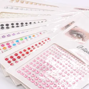 165Pcs/Sheet 3mm 4mm 5mm 6mm Crystal Acrylic Rhinestones Pearl Round Shape Self-adhesion Stickers For Nail Face Decorations